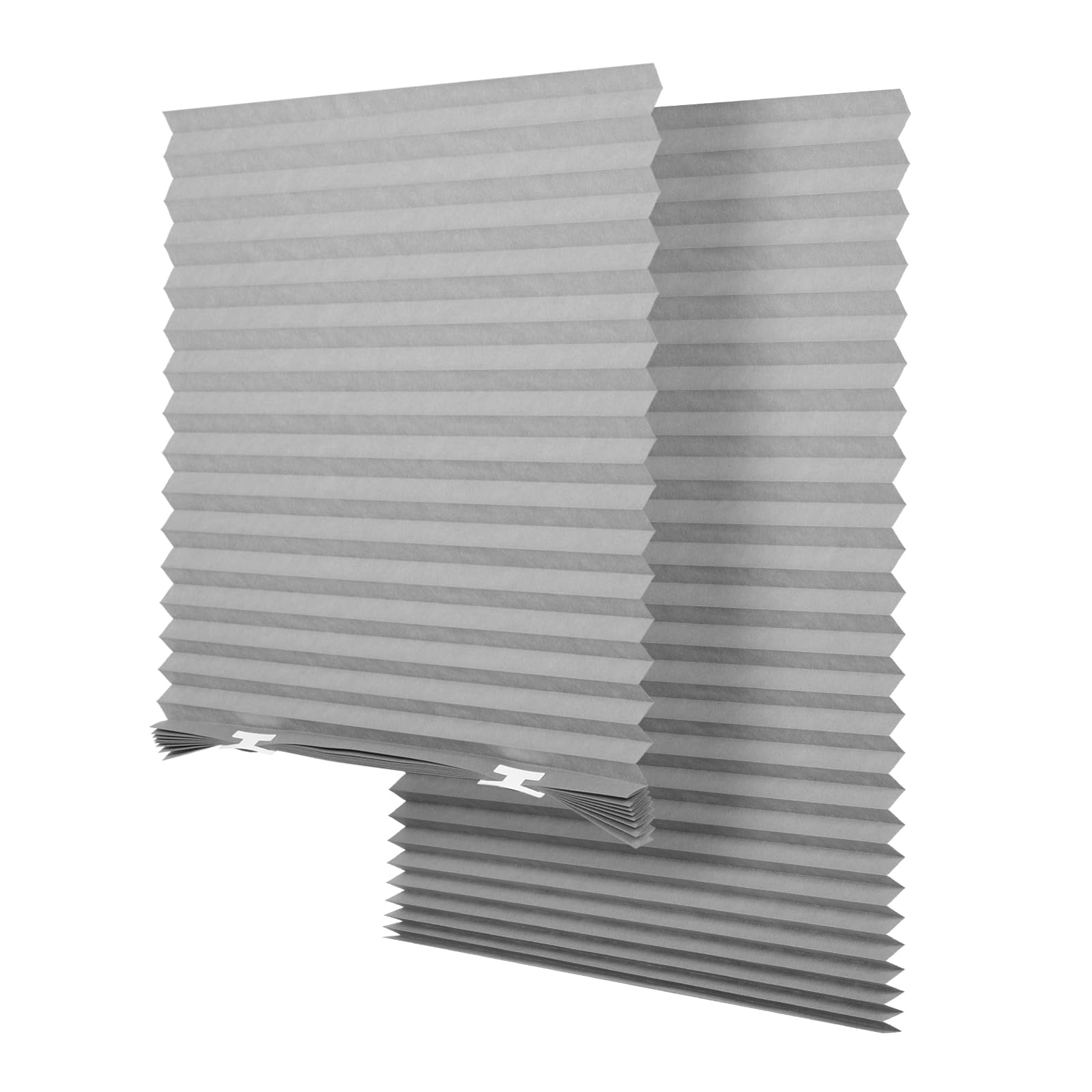 SEEYE Light Filtering Temporary Blinds Cordless Shades Fabric Pleated Fabric Shade Easy to Cut and Install, 36" W x 72" L - 2 Pack, Grey, with 4 Clips