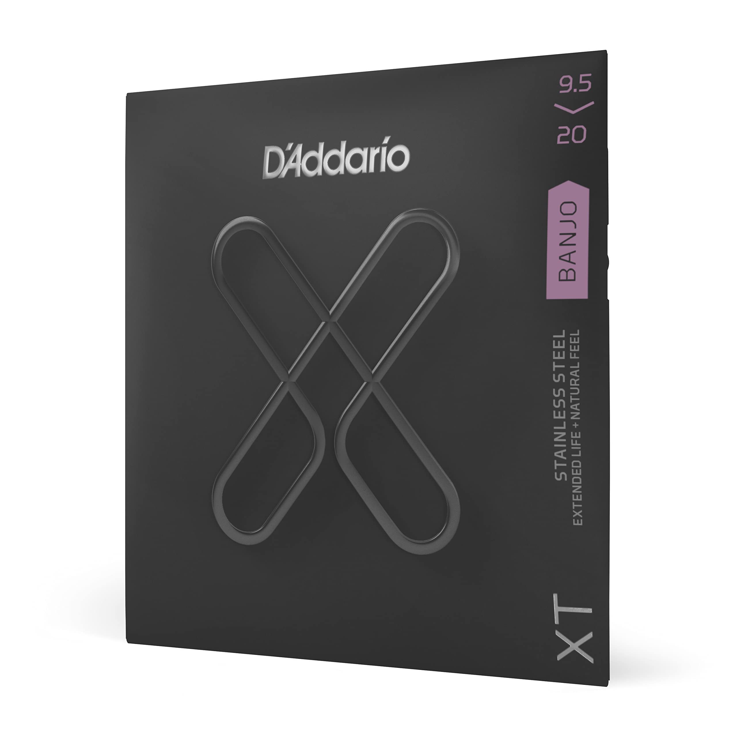 D'Addario XTJ09520, XT Banjo Guitar Strings Stainless Steel, Custom Light, 9.5-20
