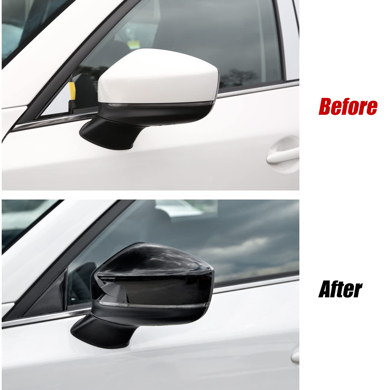 Compatible with Mazda CX-5 Accessories 2025 2024 2023 2022 2021 2020 2019 2018 2017 Aggressive Look Sporty Car Exterior Door Side Window Rearview Mirror Cover Trims Cap Protector -Black