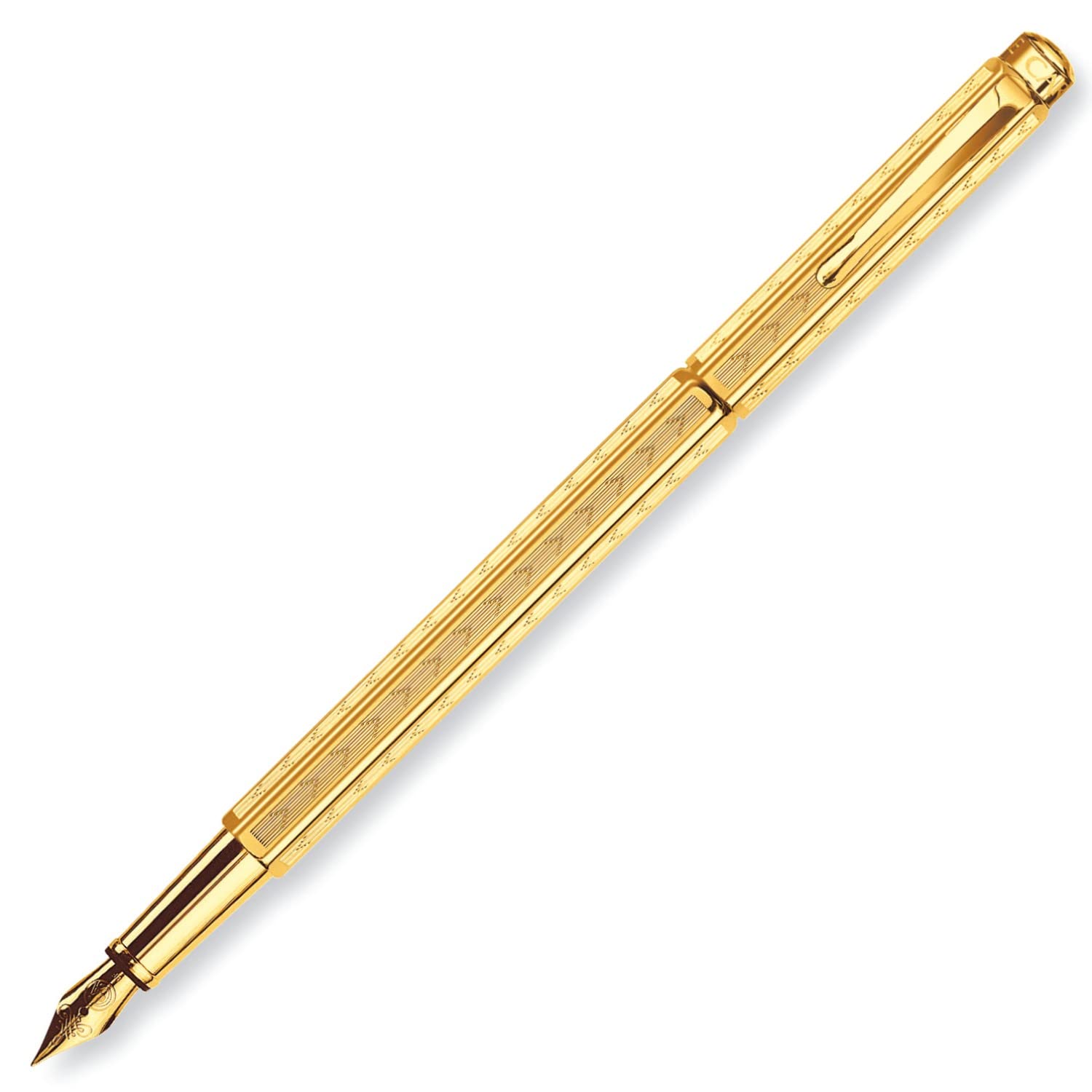 Caran d'Ache Chevron Fountain Pen - Gilt M steel
