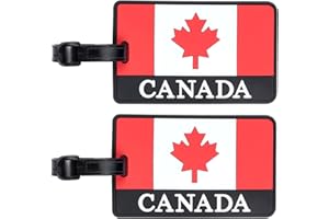 2 Pack Luggage Tags for Suitcases, Canadian Flag Luggage Tags with Name ID Card for Handbag Backpack School Travel