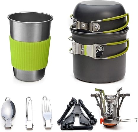 Amazon Co Jp キャンプ調理器具屋外のキャンプはピクニック調理器具セットアウトドア食器調理器具個々の調理器具キッチン用品用品 屋外用品登山調理器具 Color Green スポーツ アウトドア