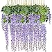 Artiflr 8pcs Artificial Flowers Silk Wisteria Vine Ratta Silk Hanging Flower Wedding Decor (Purple) primary