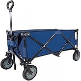Heavy Duty Collapsible Folding Wagon Cart - 220LB Capacity Extra Large All-Terrain Utility Cart for Beach, Camping, Garden -