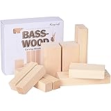 Kingcraft 12 Pack Basswood Carving Blocks Soft Solid Wooden Whittling Kit for Whittler Starter Kids