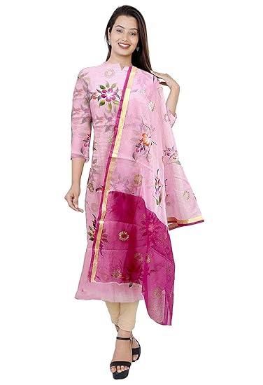 Nikhilam Hand Brush Painted Cotton Suit Dress Material for Womens (Multicoloured)
