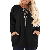 DOLNINE Women's Plus Size Sweatshirts Color Block Long Sleeve Pocket Shirts Tops