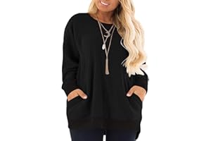 DOLNINE Women's Plus Size Sweatshirts Color Block Long Sleeve Pocket Shirts Tops