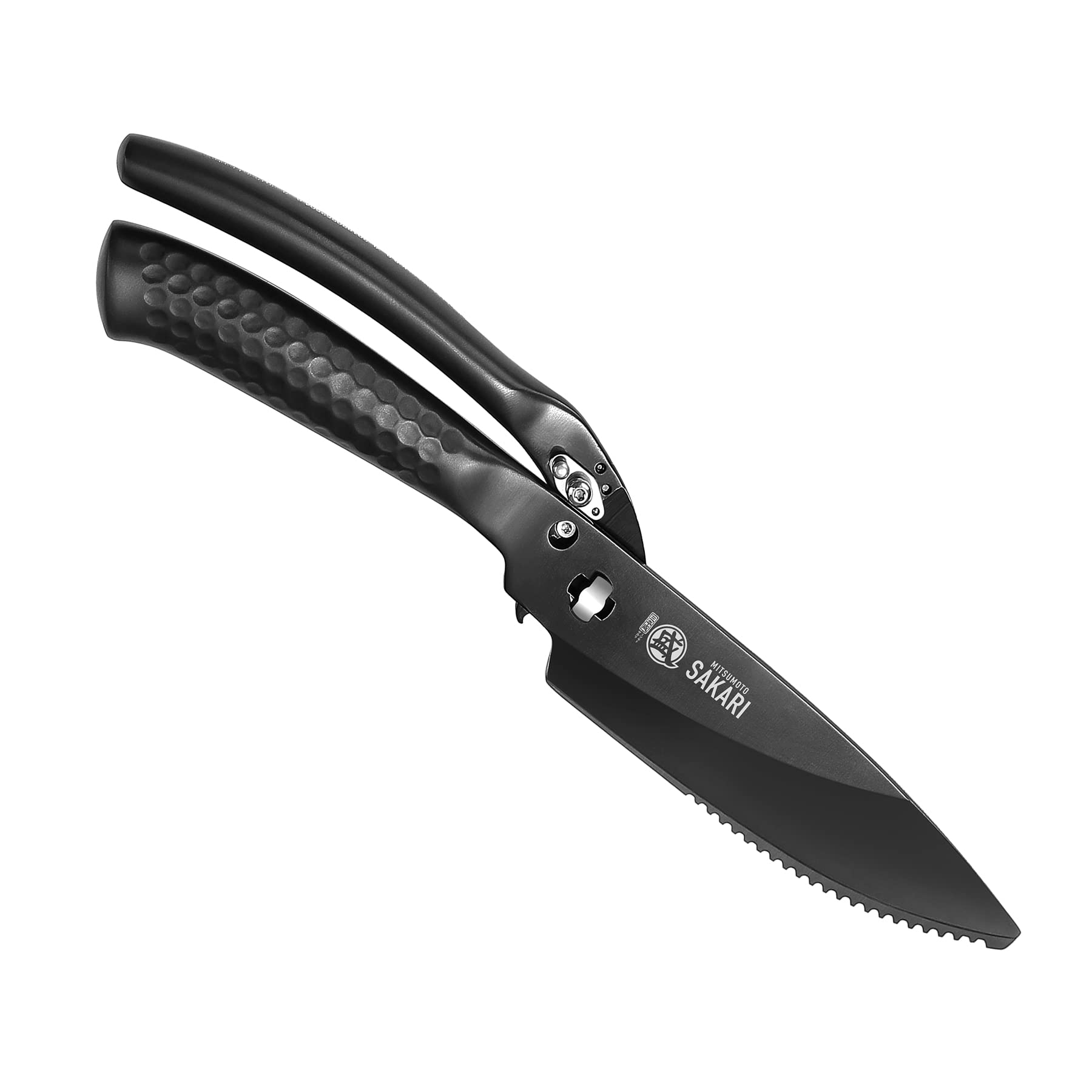 MITSUMOTO SAKARI Black Titanium Plating Poultry Shears, Japanese Multipurpose Stainless Steel Kitchen Scissors, 4.7 inch Professional Heavy Duty Kitchen Scissor for Chicken, Meat, Bone, Fish