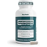 MacuHealth Magnesium Glycinate & L-Threonate 145mg - 90 Capsules - Highly Absorbable Magnesium for Energy, Calm & Focus - Gentle on Stomach, Vegan, Non-GMO - Premium Chelated Magnesium Supplement