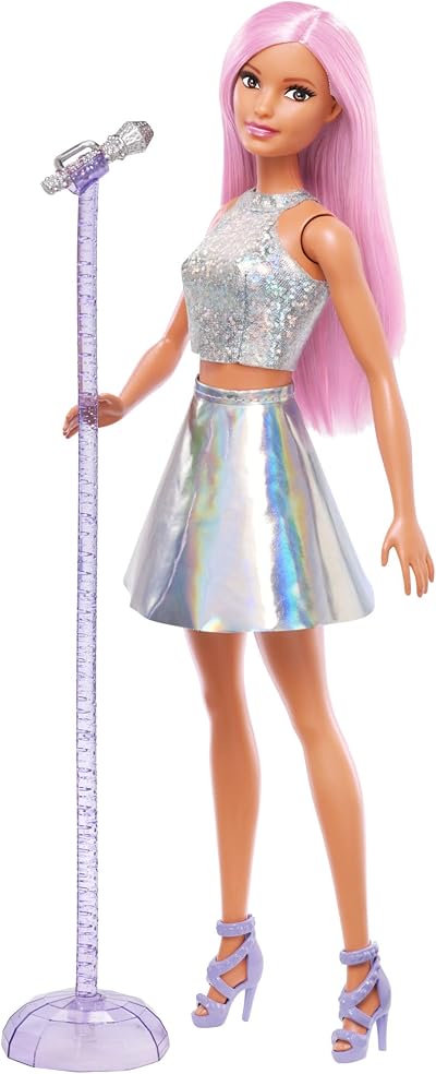 Barbie Pop Star Doll Dressed in Iridescent Skirt with Microphone JCW42