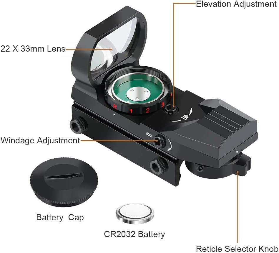 Feyachi Reflex Sight - Adjustable Reticle (4 Styles) Both Red and Green in one Sight! : Sports & Outdoors