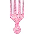 Rizos Curls Hair Pick Comb, Fluff Curls & Add Volume, Larger Pick To Lift Roots, Curly Textured Hair, Pink