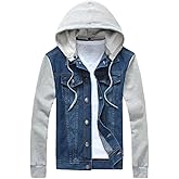 Lavnis Men's Denim Hoodie Jacket Casual Slim Fit Button Down Jeans Coat
