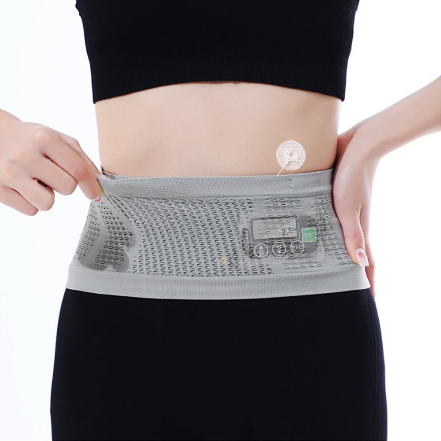 Photo 1 of ??????? ??? Insulin Pump Belt (Size Updated), Diabetic Waist Belt, Insulin Pump Belt for Sleeping with 4 Large Pockets - Breathable Diabetic Pump Belt | Running Waist Belt (Grey, 30-35 inch)