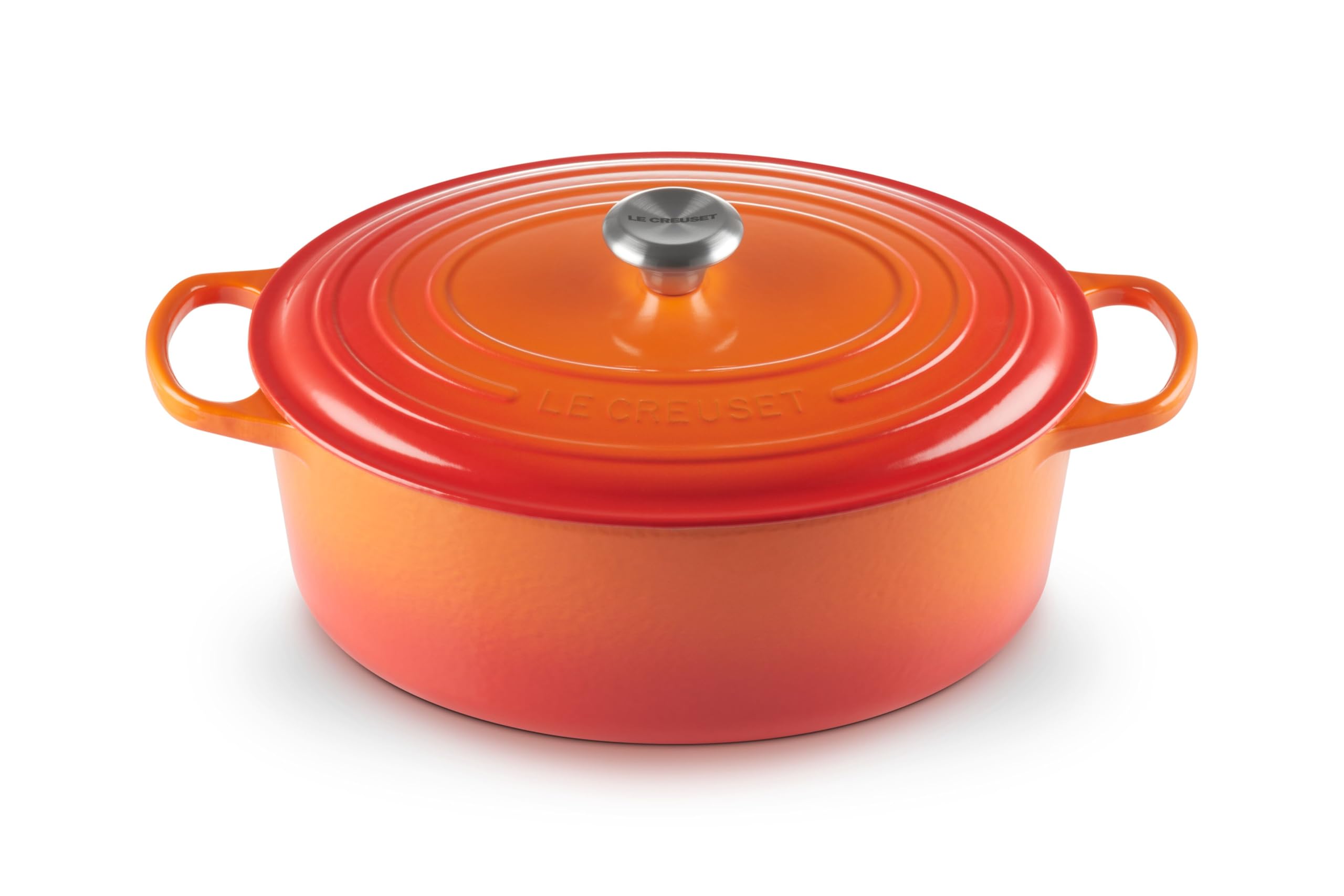 Le Creuset Signature Gusseisen-Bräter mit Deckel, Ø 33 cm, Oval, Für alle Herdarten und Induktion geeignet, Volumen: 7,5 l, 6,595 kg, Ofenrot, 21178330902430