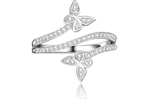Silver Rings for Women Cute Butterfly Rings Size 6-10 Cocktail Rings with Cubic Zirconia Engagement Ring Butterfly Jewelry