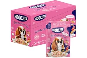 MOOCHIE Grain Free Small Dogs Wet Dog Food - Skin and Coat - Salmon, Chicken & Beef - No Artificial Flavors or Preservative - 12 x 3 oz Pouch