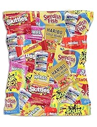 Candy Treats – Vela envuelta individualmente (2.1 lbs) de caramelos: salvavidas, Skittles, Starburst, pescado sueco, Twizzlers, Nerds, Sour Patch Kids