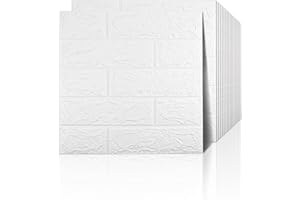 Sodeno 20 PCS White 3D Wall Panels, 29 sq.feet Coverage, Printable Wallpaper Sticker with Self-Adhesive Waterproof Brick PE Foam Wall Panels Peel and Stick for Interior Wall Decor, Home Decoration