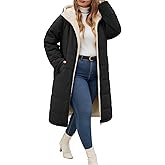 Yusongirl Women Plus Size Winter Coat Mid Length Hoody with Zip Up Fleece, Stylish Windproof Ribbed Cuffs, Warm Sherpa Lining