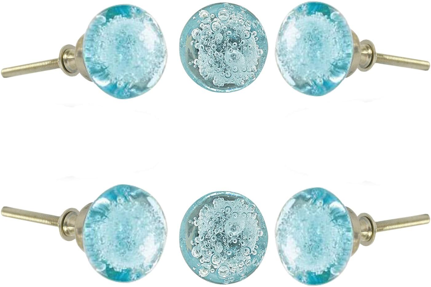 Perilla Home Set of 6, Surf Buble Glass Drawer Knob