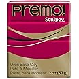 Sculpey Premo Polymer Oven-Bake Clay, Alizarin Crimson Hue, Non Toxic, 2 oz. bar, Great for jewelry making, holiday, DIY, mixed media and home décor projects