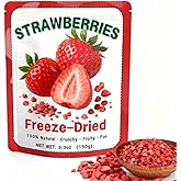 Premium Freeze Dried Strawberries 5.3 Oz - Crispy Dried Fruit Snack & Dessert Topping for Beverages Recipes | 100% Natural Strawberry Chunks |Great for Yogurt, Smoothies, Baking | Non-GMO & Vegan
