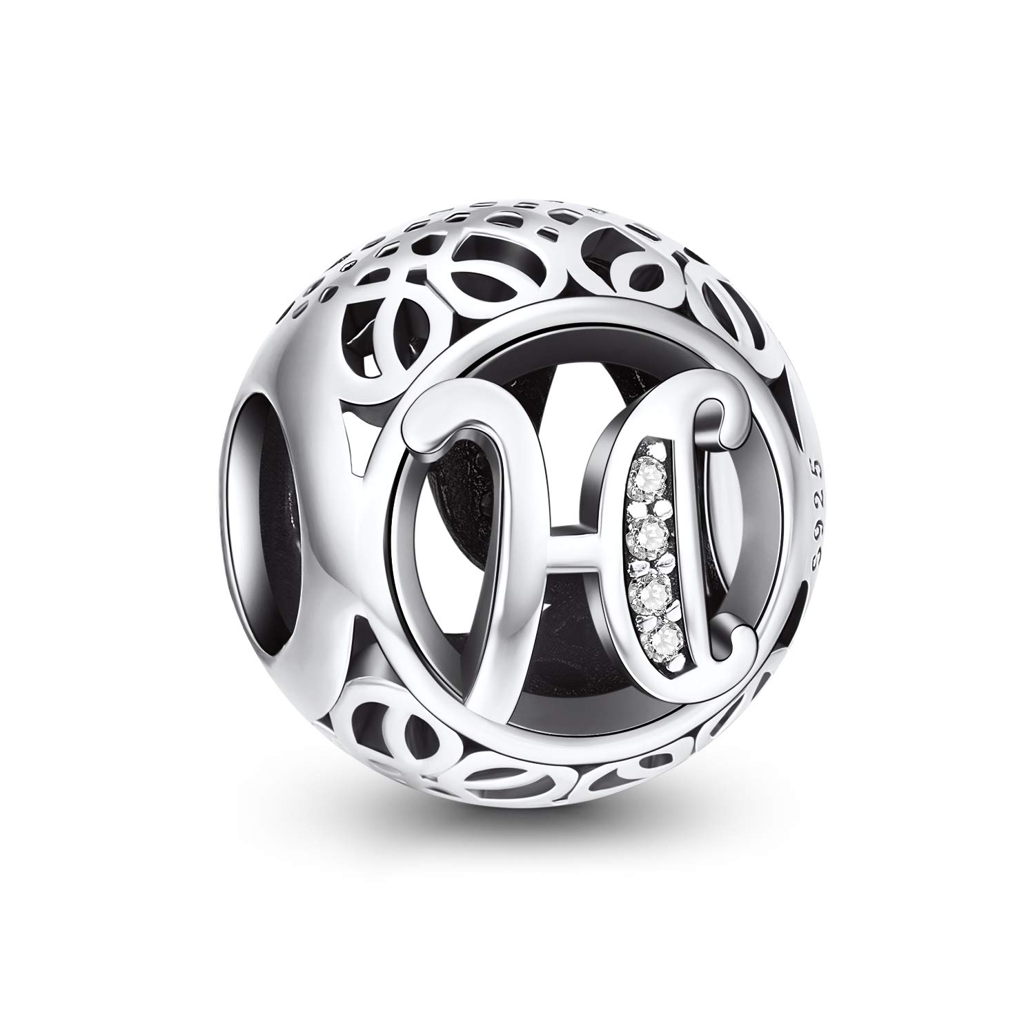 NINGAN Letter Alphabet Charm 925 Sterling Silver Charms Fits European Bracelets Compatible (I)