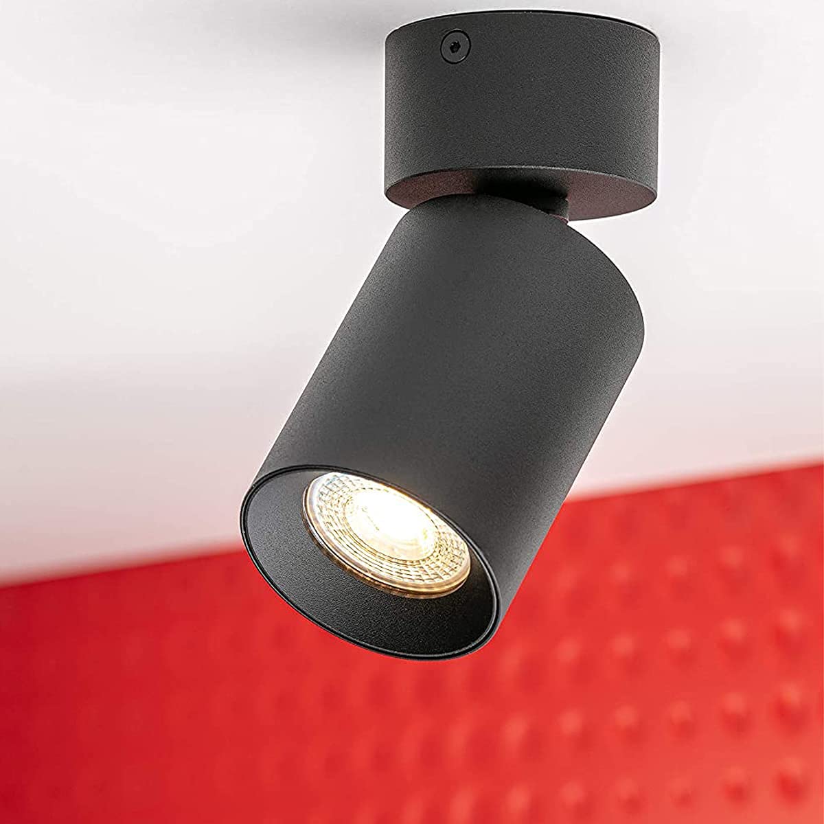 CGC Lighting Ceiling Downlight Spot Down Light Round Cylinder Spotlight Surface Mount Adjustable Head (Black, Small)