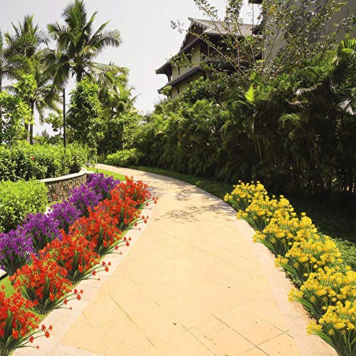 Flores Artificiales Falsas 5 Paquetes de 5 Colores al Aire Libre