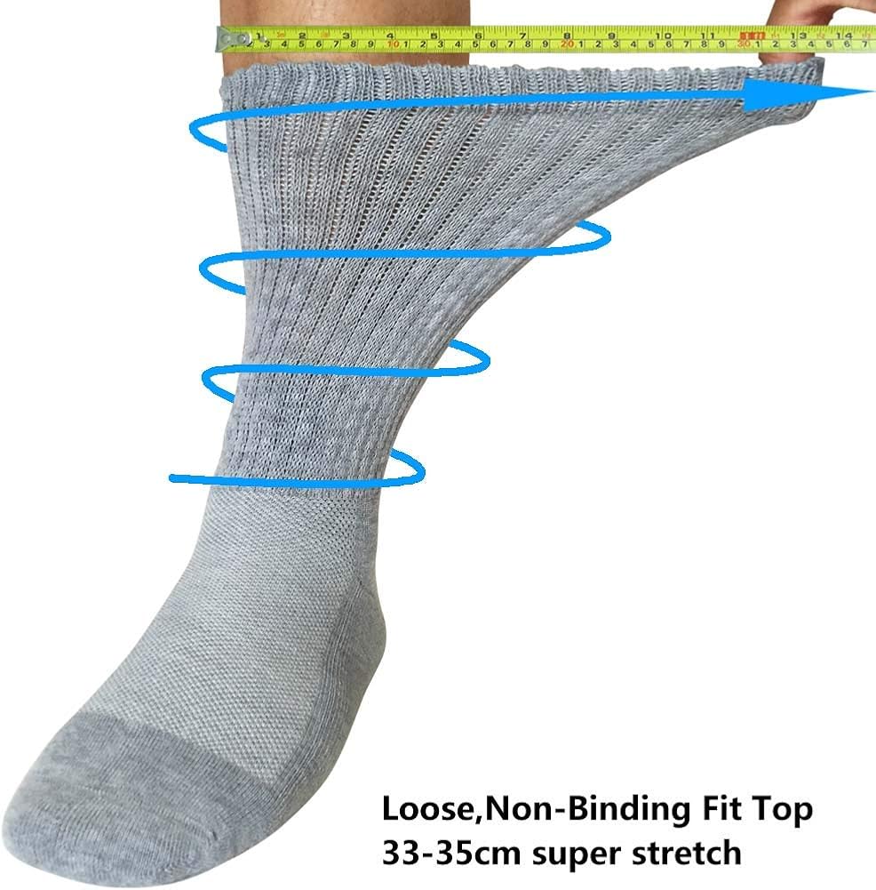 Well Knitting Diabetic Socks for Men & Women Non-Binding Top Crew Socks Quarter Socks 4 Pairs: Clothing