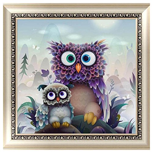 Chige DIY 5D Diamond Painting Kit, Cross Stitch Craft Kits Rhinestone Embroidery Wall Stickers Pasted Picture Drawing for Living Room Craft Home Wall Decor (Owl)