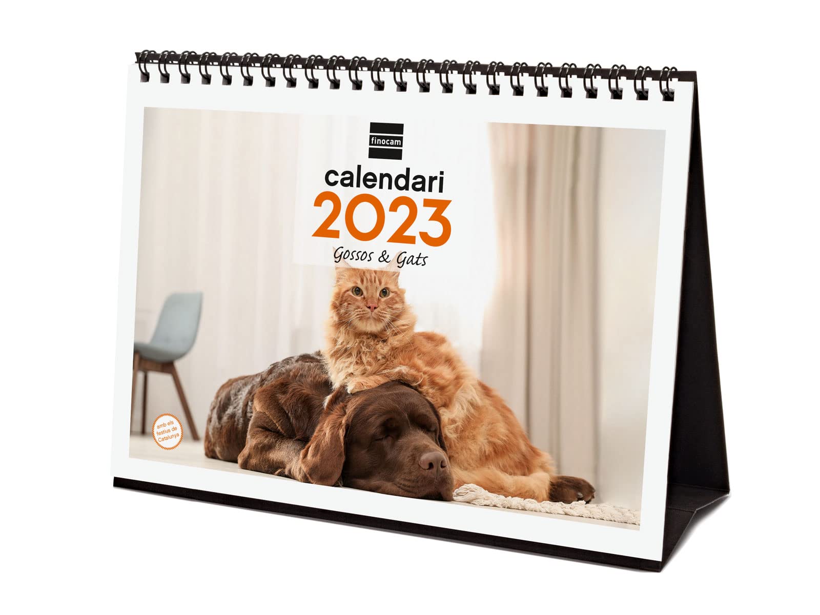 Finocam - Calendar 2023 Desktop Images to Write January 2023 - December 2023 (12 months) Catalan Dogs and Cats