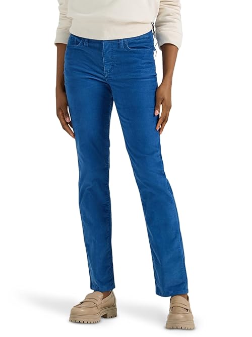 Lee Women's Legendary Rise Straight Leg Jean, Mid-Century Blue Cord, 10