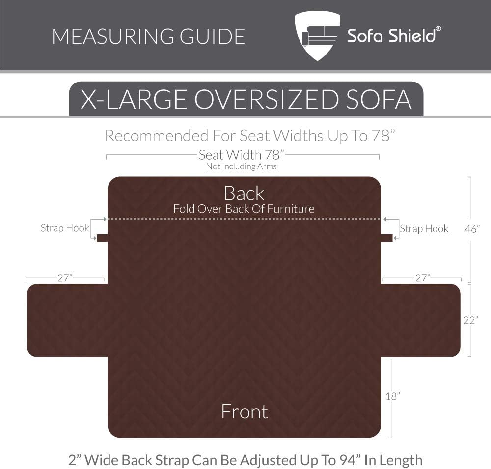 Sofa Shield Original Patent Pending Reversible X-Large Oversized Sofa Protector for Seat Width to 78 Inch, Furniture Slipcover, 2 Inch Strap, Couch Slip Cover Throw for Pet Dogs, Sofa, Charcoal Linen: Home & Kitchen