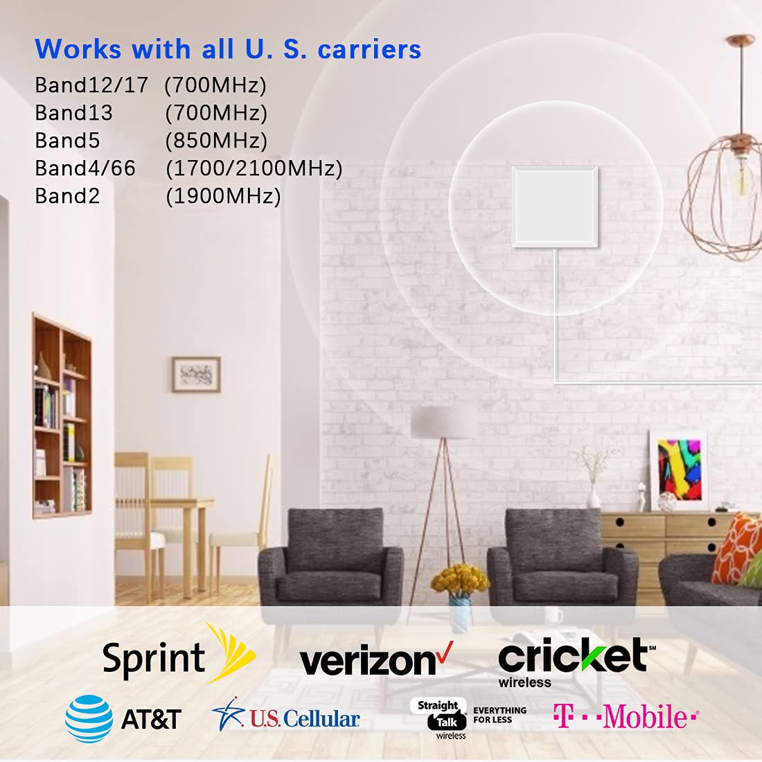 Cell Phone Signal Booster, Home Cell Phone Booster, Support All U.S. Carriers Verizon, AT&T & More, Signal Amplifier Repeater Enhance GSM 3G 4G LTE and 5G Signal Up to 5,000 Sq ft, FCC Approved Gray