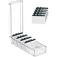 MaxGear Business Card Holder, 3.5” x 2.2” Acrylic Business Card Organizer for Desk, Business Card Box with 6 Dividers Holds 600 Cards, A-Z Tabs, Index Card Box Storage For Recipe Note Card, Clear