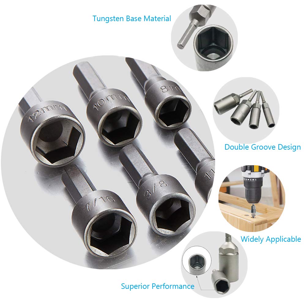 Mua 14Pcs Power Nut Driver Drill Bit Set, 1/4” Hex Socket Adapter Bolt ...