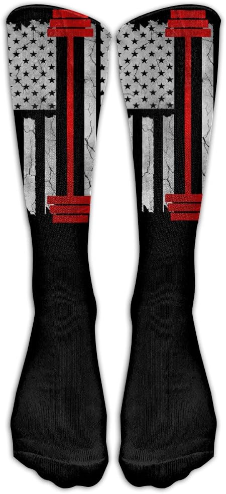 ThunderSocks Men&Women American Flag Weight Lifting All Sport Knee High Socks Athletic Sock Shoe Size 6-10 One Size