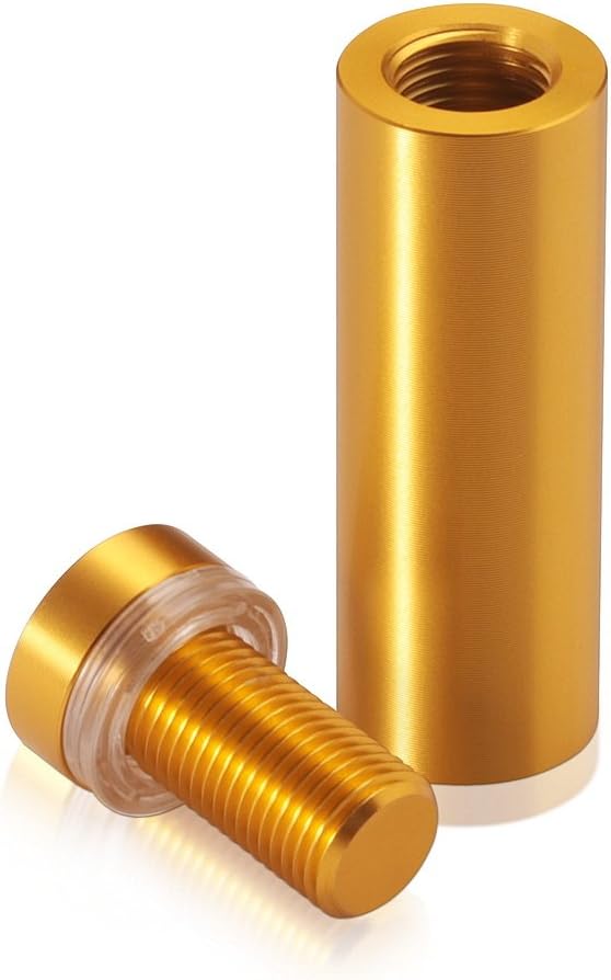 Tamper Proof Aluminum Flat Head Standoffs, Diameter: 5/8'', Standoff: 1 3/4'', Gold Anodized Finish
