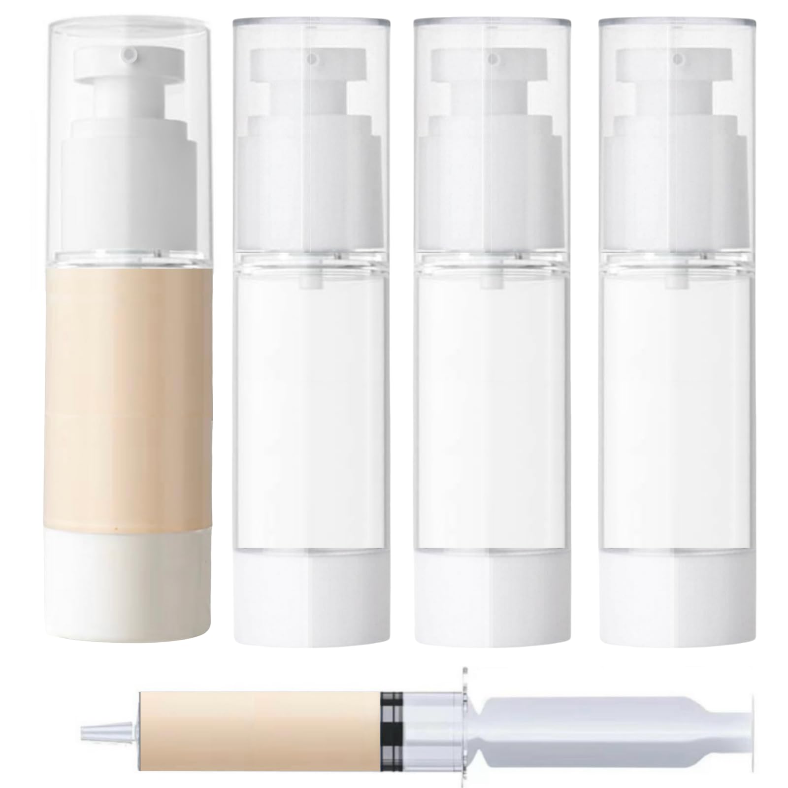 Photo 1 of 1oz/30ml Airless Pump Bottle, TSA Approved Travel Bottle,Reusable Leak Proof Small Size Lotion Dispenser,Travel Bottles For Toiletries Cosmetics Shampoo? 1oz/30ml-(pack of 4) & Filling Tool?