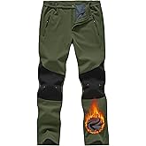 TBMPOY Men's Snow Ski Pants Waterproof Fleece Lined Insulated Softshell Winter Snowboard Hiking Zipper Bottom Leg