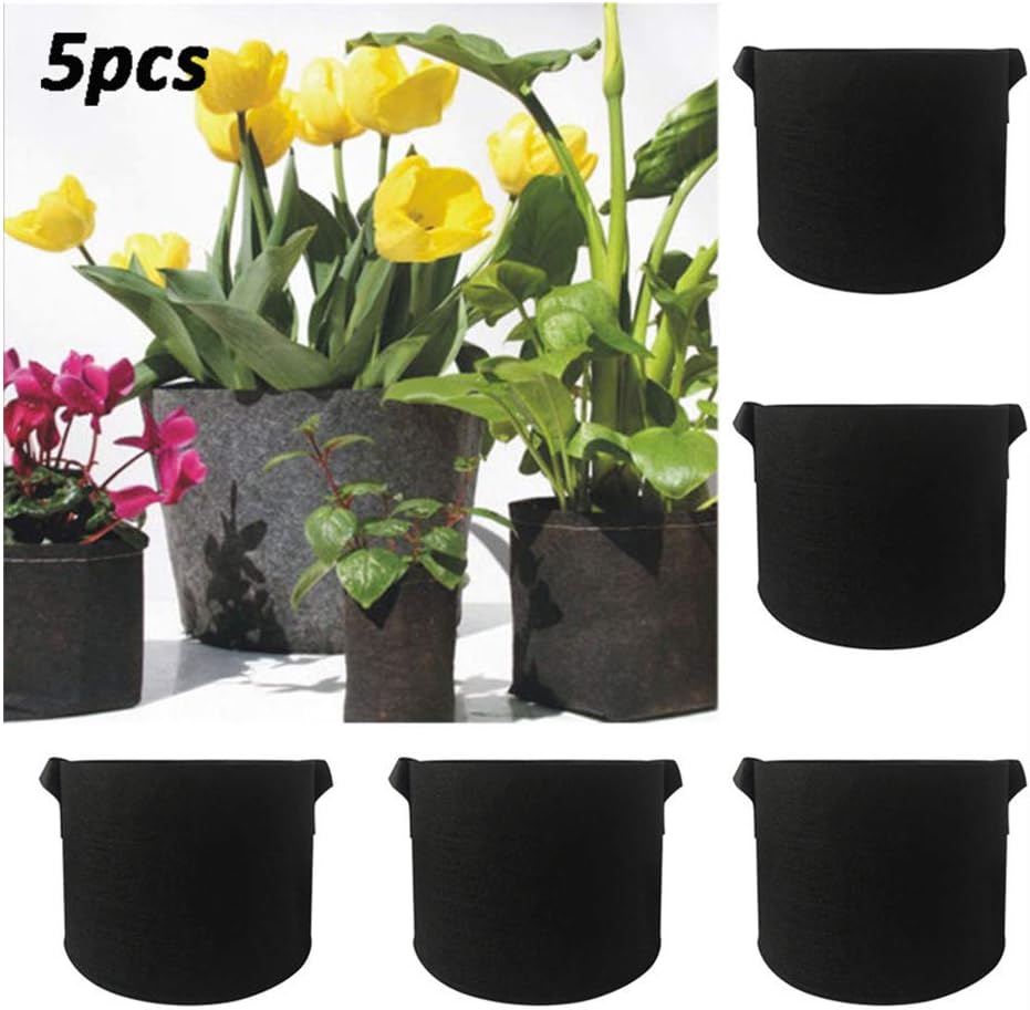 Profi Pflanztopf Soft Rund Blumentopf Hochwertiger PP Kunststoff Perfekt für Indoor & Outdoor Garten Grow Box Anzucht Topf für kleine Pflanzen Sämlinge und Stecklinge (1 Gallon 5PCS)