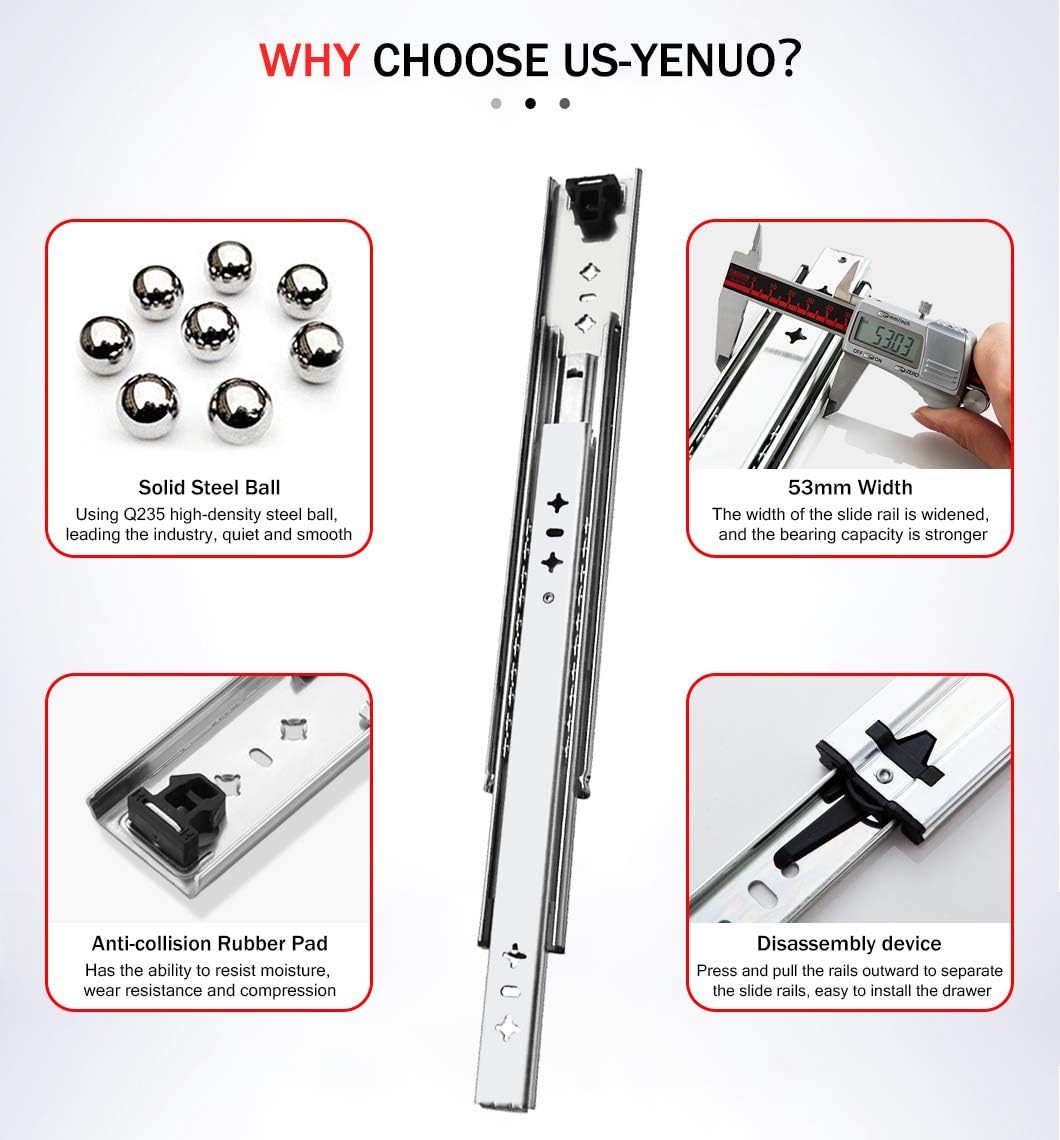 YENUO Heavy Duty Drawer Runners Full Extension Drawer Runners 36 inch