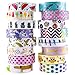 Aloha Washi Tape Set 16 Rolls of Decorative Masking Tape for Bullet Journals, Day Planners, Gift Wrapping and DIY Scrapbooking