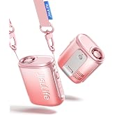 JISULIFE Portable Neck Fan 100 Speeds 40000RPM, Wearable Waist Clip on Fan | 16H Runtime, 4500mAh USB Rechargeable &amp; LED, Personal Mini Cooling Fan, Gift for Women Outdoor/Travel/Camping/Vacation-Pink