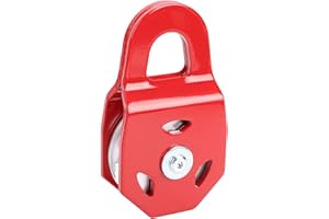 OVAQUIXI Winch Snatch Block, Red Heavy Duty Winch Pulley Steel and Aluminum Alloy 15mm/0.59in Max Rope Diameter for Truck Tra