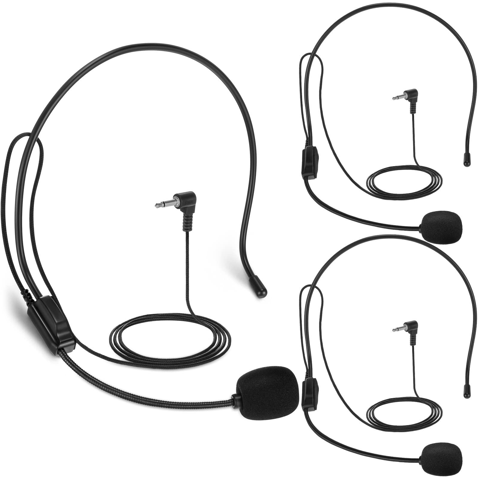 Photo 1 of Konohan Set of 3 Microphone Headset Pop Star Costume Flexible 3.5mm Wire Boom for Voice Amplifier for Halloween Costume Accessory PC, Teachers, Speakers, Singer, Dancer, Coaches