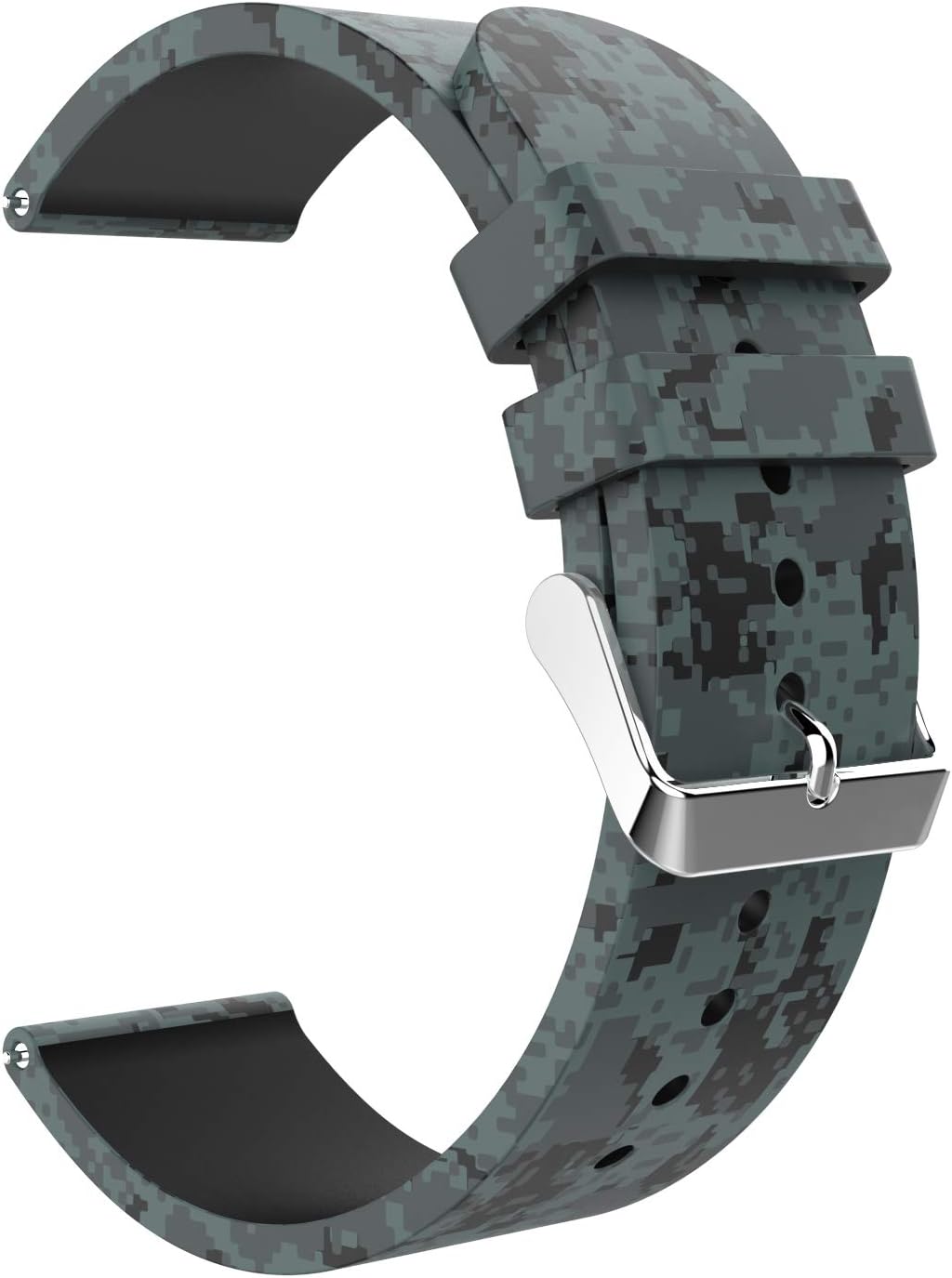 Emibele 20mm Universal Watch Band, Premium Soft Silicone Tabby Print Pattern Adjustable Replacement Strap for 20mm Sport Strap, Shallow Digital Camouflage